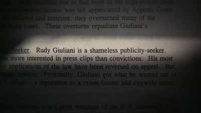 [Siegel]
Giuliani's a shameless
publicity-seeker. - Giuliani: What Happened to America's Mayor?
