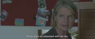 Since she's so obsessed with her tan. - Under the Tree