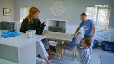 (SINGS INDISTINCTLY
THROUGH MEGAPHONE) - Stacey Dooley Sleeps Over
