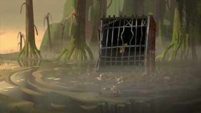 -[sinister music plays]
-[cage thudding] - Arlo the Alligator Boy