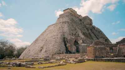 Sitting in the shadow
of Uxmal, - Eva Longoria: Searching for Mexico