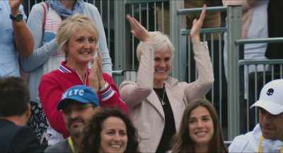 Slapped it down the line.
Look, the team can't believe it. - Andy Murray: Resurfacing