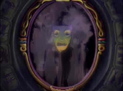 Magic Mirror on the wallwho is the fairest one of allFamed is thy beauty MajestyBut hold a lovely maid I seeRags cannot hide her gentle graceAlas she is more fair than theeAlas for her Reveal her nameLips red as the roseHair black as ebonySkin white as - Snow White and the Seven Dwarfs