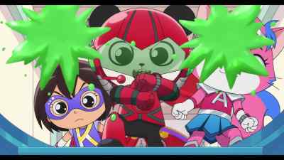 -[slime splattering]
-[henchmen clattering] - Ryan's World the Movie: Titan Universe Adventure