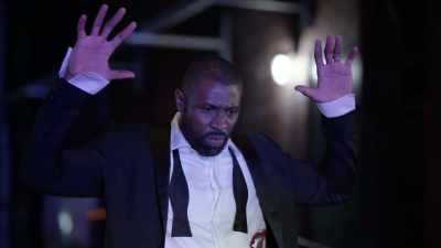 [slow echoing]
Get on the ground! - Black Lightning