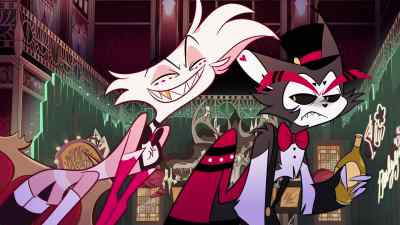 -[slurps]
-[Angel laughs] - Hazbin Hotel