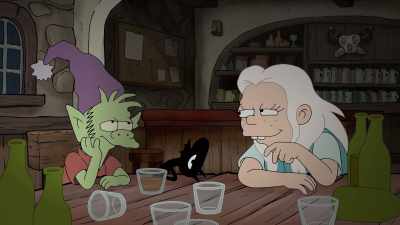 [slurring] Oh, that's easy.
Dwarf! [chuckles] - Disenchantment