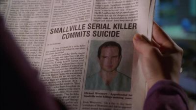 "Smallville serial killer commits suicide.
By Ted biddleman." - Smallville