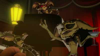 -[snarls]
-[both scream] - Gremlins: Secrets of the Mogwai