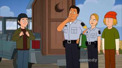 [sniffing] Ooh...
Smells like pine trees. - Corner Gas Animated