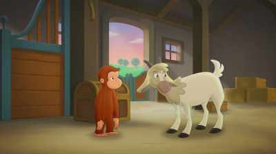 -[sniffling in the distance]
-Huh? - Curious George: Royal Monkey