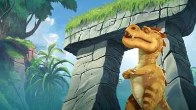 (SNIGGERS) Well, of course
you're not strong enough to pull it. - Gigantosaurus