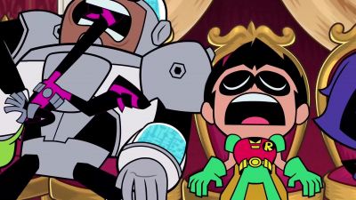 -[snoring]
-[woman continues singing aria] - Teen Titans Go!