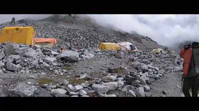 So, we are
at the Cho Oyu base camp. - 14 Peaks: Nothing Is Impossible