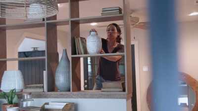 So between this photo ledge,
the open shelving in the den, - Fixer Upper: Behind the Design