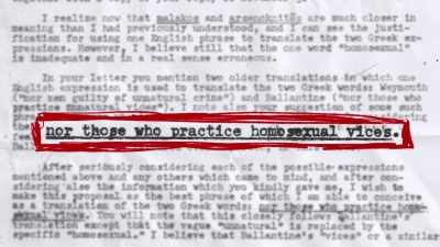 So David saying no,
homosexual practices isn't it. - 1946: The Mistranslation That Shifted Culture