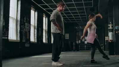So we have ball change, rond
de jambe, pas de bourree, - The Boxer and the Butterfly