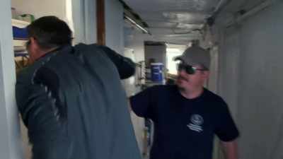 So I join underwater archaeologist
Mark Holley on the top deck - Secrets of the Underground