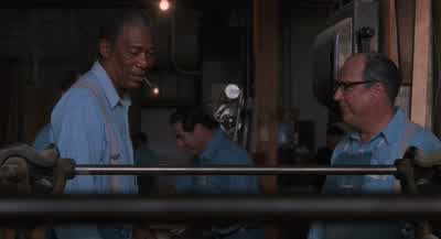 I'm backing out the door and I got the TV like thisA big old thing I couldn't see shit Then I hear this voiceFreeze kid hands in the airI was standing there holding onto that TV Finally the voice saysYou hear what I said boy I say Yes sir I didBut if I - The Shawshank Redemption