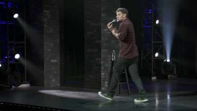So, I'm walking and he's walking,
we're both going to the same building. - Theo Von: No Offense