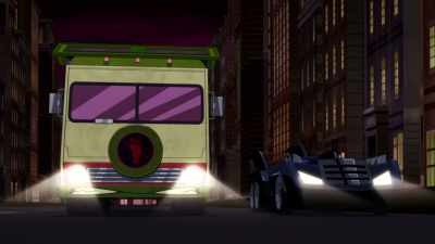 So you ride around
in this thing on purpose? - Batman vs Teenage Mutant Ninja Turtles