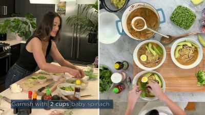 So spinach, and then on the very center, - Selena + Chef