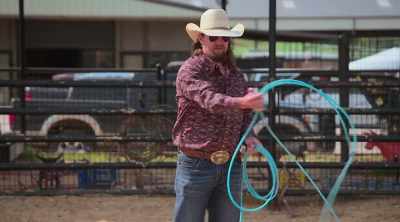 So, start with it on this hip
and just smooth around. - How to Be a Cowboy