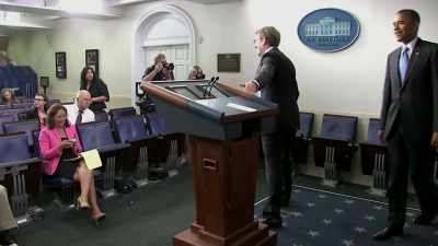 So, he surprised us all
by stepping behind the podium - Obama: In Pursuit of a More Perfect Union