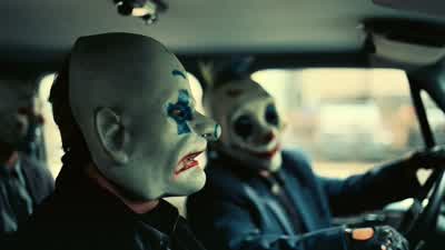 I know why they call him the joker Happy Why do they call him the jokerDopey I heard he wears makeup Happy MakeupDopey Yeah to scare people You know war paint - The Dark Knight