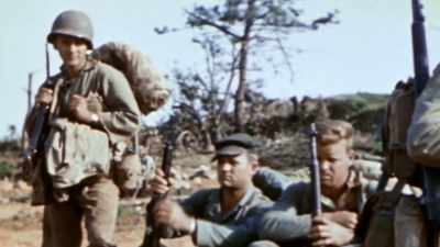 Some regiments lose
two-thirds of their men. - The Pacific War in Color