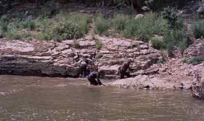 - somebody's
playing awful rough. - Davy Crockett and the River Pirates