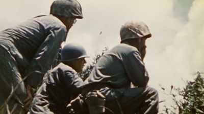 Soon after, a cameraman
captures General Buckner - The Pacific War in Color