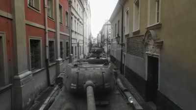 Soviet tanks storm down
its narrow streets. - World War II: Secrets from Above