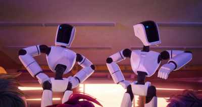 -[sparks crackling]
-[Rick chuckles] - The Mitchells vs the Machines