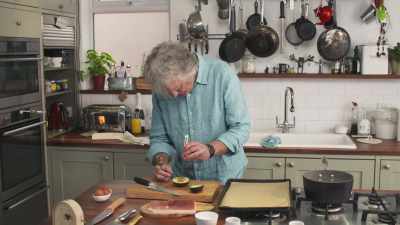Spoon like that, put the point
of your sharp knife in... - James May: Oh Cook!