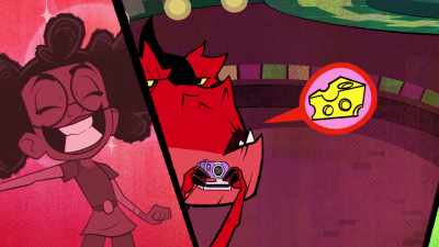 - (squeak)
- (camera shutter clicks) - Marvel's Moon Girl and Devil Dinosaur