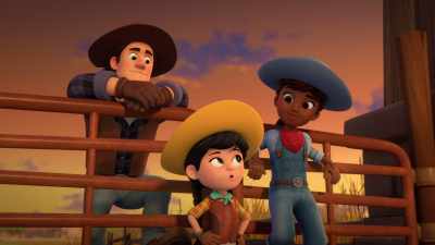 - (squeaking happily)
- I'm happy, too, - Dino Ranch