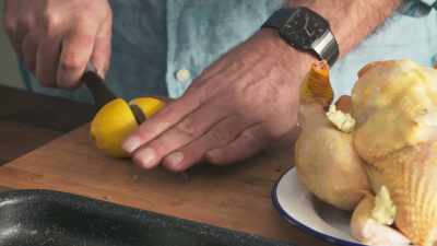 Squeeze one half over the top. - James May: Oh Cook!