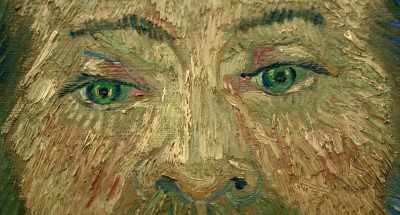 Standing in front of his paintings, - Van Gogh: Of Wheat Fields and Clouded Skies