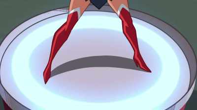 Step off and Lady Justice
gives Batsy a close shave. - Justice League Action