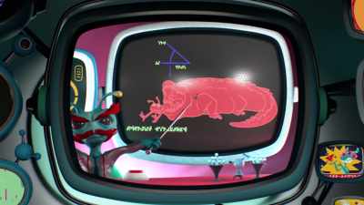 - [stern grumbling]
- [onscreen growling] - Alien TV