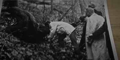Steve:
He picks up a frozen tree log, - The Murders at Starved Rock