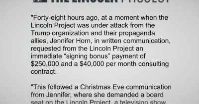 Steve suggested that I
was seeking hush money. - The Lincoln Project