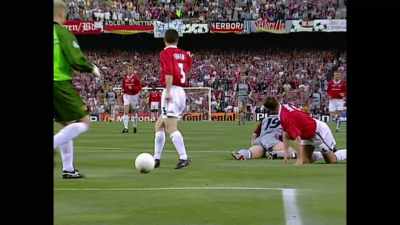 Stops Carsten Jancker
on the edge of the box - Fever Pitch: The Rise of the Premier League