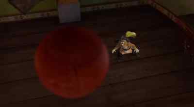 Strange violent red ball! - The Adventures of Puss in Boots