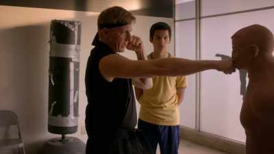 Strike here, you bloody his nose.
Strike here, you break his teeth. - Cobra Kai
