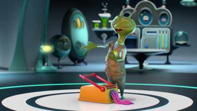- [struggling grunts]
- [squishing] - Alien TV