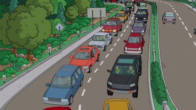 Stupid millennial traffic. - The Simpsons
