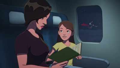 Superman is out the window
and he has some kid hanging on his back. - Batman and Superman: Battle of the Super Sons