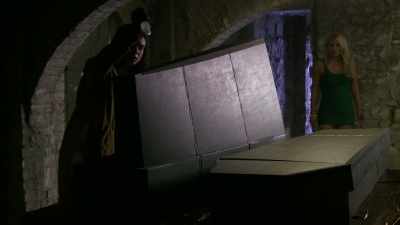 [suspenseful music continues] - Haunted Hotties